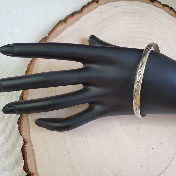 Sterling Silver 925 Sword Motif Bangle Bracelet - Picture 6 of 8